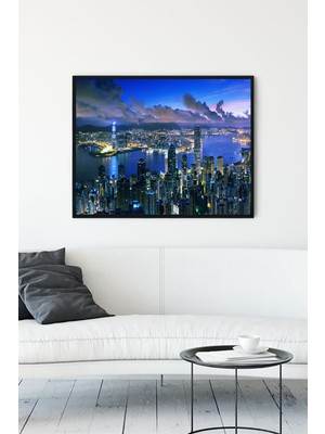 Postermanya Hong Kong Manzara Çerçeveli Tablo 2  21 x 30 cm