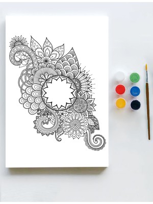 Postermanya Mandala Tuval Kanvas Tablo Boyama Hobi Seti 140 x 60 cm