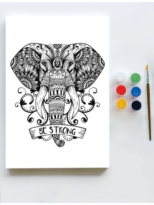 Postermanya Fil Mandala Tuval Kanvas Tablo Boyama Hobi Seti  50 x 70 cm