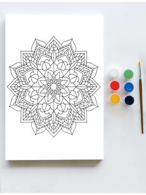 Postermanya Mandala Tuval Kanvas Tablo Boyama Hobi Seti  35 x 50 cm