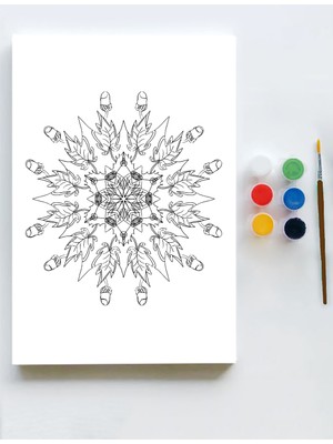 Postermanya Mandala Tuval Kanvas Tablo Boyama Hobi Seti  30 x 40 cm