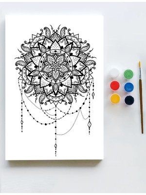 Postermanya Mandala Tuval Kanvas Tablo Boyama Hobi Seti 6  50 x 70 cm