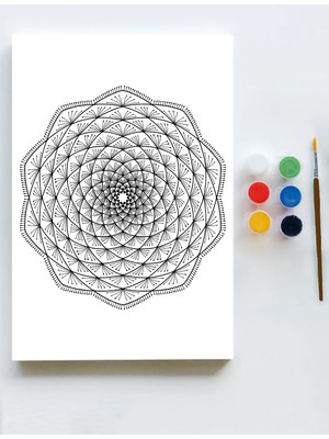 Postermanya Mandala Tuval Kanvas Tablo Boyama Hobi Seti 70 x 100 cm   Büyük+ Boy