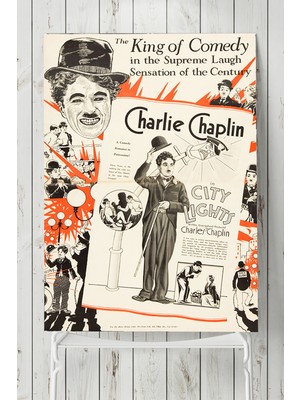 Postermanya Charlie Chaplin City Lights Film Afişi Poster  40 x 60 cm