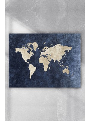 Postermanya Mavi Dünya Haritası Poster  40 x 60 cm