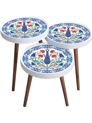 E-Decor Zigon Retro Sehpa 3 Lü Yuvarlak Motif