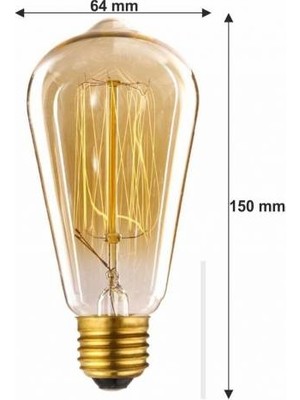 Edison Flemanlı ST64  Modeli 40W  Dekoratif Rustik Ampul 6'lı