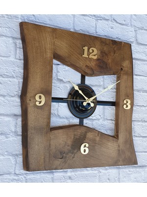 Markakanvas Doğal Masif Ahşap Kare Duvar Saati 50 x 50 cm