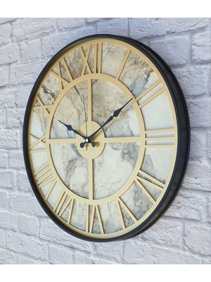 Markakanvas Metal Kasalı Mermer Desenli Duvar Saati
