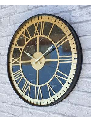 Markakanvas Metal Kasalı Mermer Desenli Altın  Duvar Saati