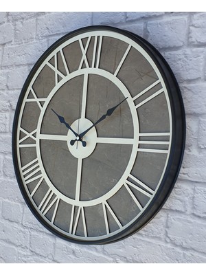 Markakanvas Metal Kasalı Mermer Desenli Duvar Saati