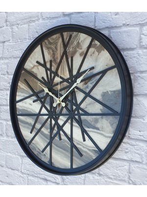 Markakanvas Metal Kasalı Mermer Desenli Duvar Saati