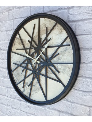 Markakanvas Metal Kasalı Mermer Desenli Duvar Saati