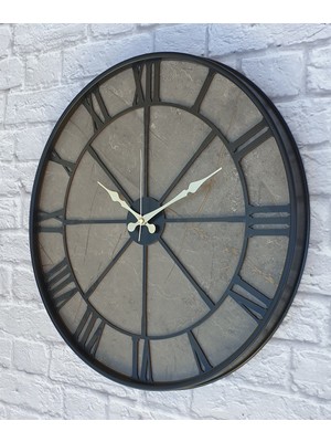 Markakanvas Metal Kasalı Mermer Desenli Duvar Saati