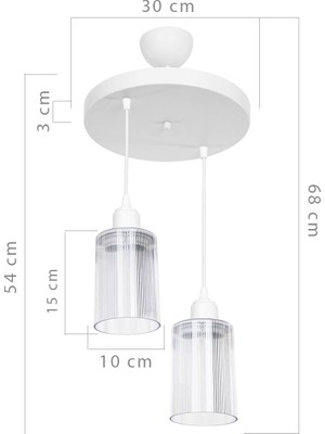 Modelight Aksel 2'li Avize Şeffaf Optik Camlı Beyaz