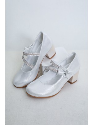 Epaavm Topuklu Sedef Beyaz Kız Çocuk Ayakkabı