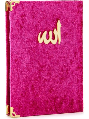 10 Adet Kadife Kaplı Yasin Kitabı - Allah Lafızlı - Çanta Boy - Fuşya