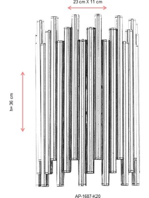 AVONNI AP-60056-K20 Krom Kaplama Aplik E27 Metal 21x11cm