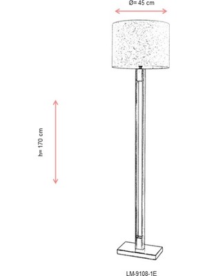 AVONNI LM-9108-1E Eskitme Kaplama Lambader E27 Metal Kumaş 40cm