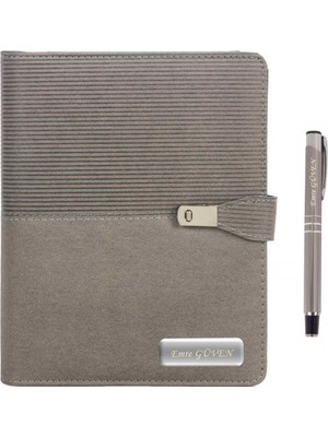 Hediye Rengi İsme Özel Organizerli Exclusive tarihsiz Sonsuz Ajanda ve Kalem Seti Gri