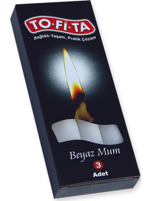 To-Fi-Ta Beyaz Mum 3'lü - 1 Mum:14 cm