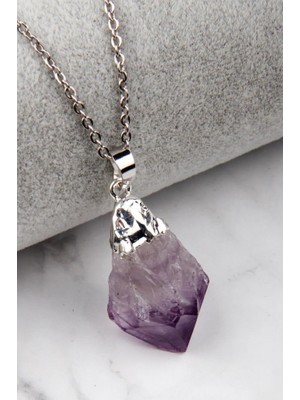 Alibaba Doğaltaş Ametist Doğal Taş Diş Kolye