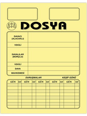 Kaya Büro Ofis Dava İcra Avukat Dosyası Sarı Büyük Boy 1. Kalite 300'lü