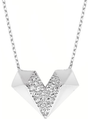 Altın Sepeti Gümüş Pırlanta Şekilli Kalp Kolye