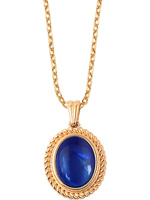 Altın Sepeti Rose Altın Mavi Taşlı Retro Kolye