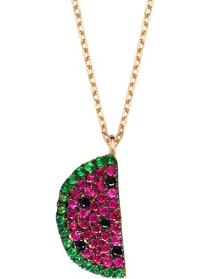 Altın Sepeti Rose Gümüş Karpuz Kolye