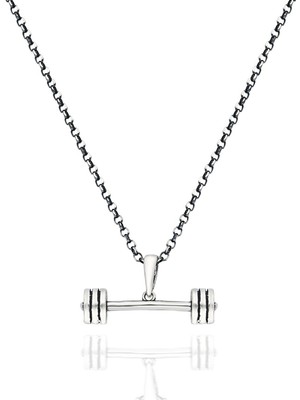 Takılingo 925 Ayar Gümüş Erkek Sporcu Dambıl Kolye