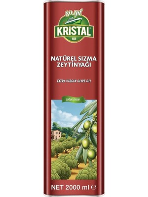 Kristal Natural Dolgun Güçlü Sızma Zeytinyağı Teneke Kutu 2 Lt