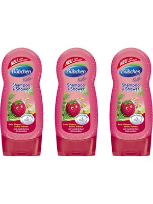 Bübchen Frambuazlı Çocuk Şampuanı ve Duş Jeli 230 ml x 3 Adet