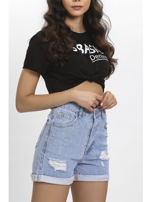 Its Basic Yırtık Model Yüksek Bel Kot Rengi Jean