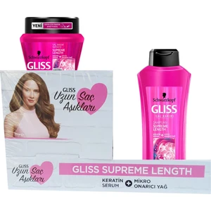Gliss Supreme Lenght Saç Bakım Şampuan 400 ml + Saç Bakım Maskesi Keratin + Mikro Onarıcı Yağ
