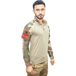 Bej Askeri Combat Uzun Kol Tişört - Asker Operasyon T-shirt