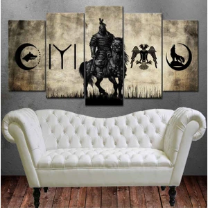 Slc1 Savaşçı Kayı Bozkurt Osmanlı Selçuklu Kanvas Tablo 80 x 125cm