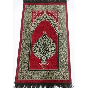 Hediyelik Kutulu Seccade Osmanlı Şönil Lüks-Kırmızı-Inci 99 Tesbihli
