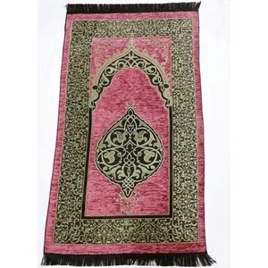 Hediyelik Kutulu Seccade Osmanlı Şönil Lüks-Gül Kurusu-Inci 99 Tesbihli
