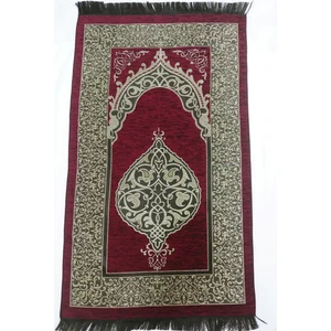 Hediyelik Kutulu Seccade Osmanlı Şönil Lüks-Bordo-Inci 99 Tesbihli
