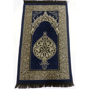 Hediyelik Kutulu Seccade Osmanlı Şönil Lüks-Lacivert-Inci 99 Tesbihli