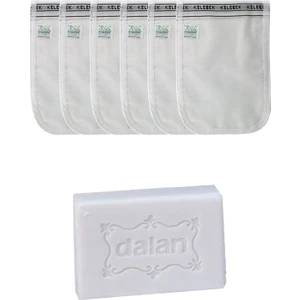 Ince Standart Bağlamalı Beyaz Hamam Kesesi 6 Adet + Dalan Sultan Hamam Doğal Banyo Sabunu 200 gr