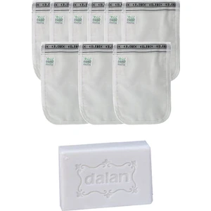 Ince Standart Bağlamalı Beyaz Hamam Kesesi 9 Adet + Dalan Sultan Hamam Doğal Banyo Sabunu 200 gr