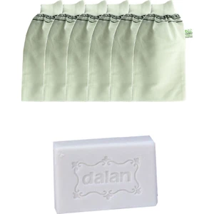 Hamam Banyo Kesesi Standart Lastikli Beyaz 6 Adet + Dalan Sultan Hamam Doğal Banyo Sabunu 200 gr