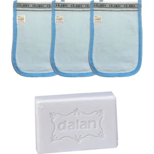 Hamam Ince Banyo Kesesi Standart Mavi 3 Adet + Dalan Sultan Hamam Doğal Banyo Sabunu 200 gr