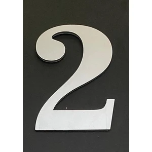 Kapı Numarası 13CM No:2 Metalik Gri Kendinden Yapışkanlı Numara