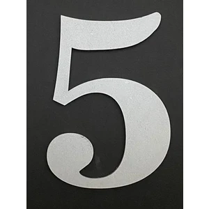 Kapı Numarası 13 cm No:5 Metalik Gri Kendinden Yapışkanlı Numara