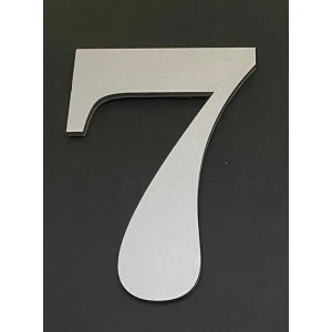 Kapı Numarası 13CM No:7 Metalik Gri Kendinden Yapışkanlı Numara