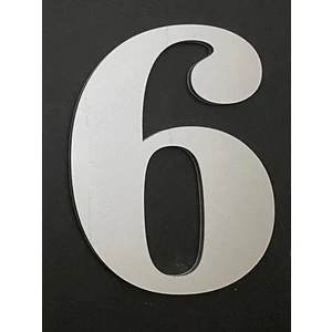 Kapı Numarası 13 cm No:6 Metalik Gri Kendinden Yapışkanlı Numara