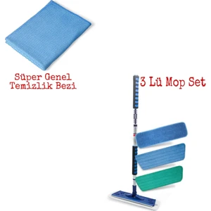 Silva Mikrofiber Mop 3 Lü Set + Silva Süper Genel Temizlik Bezi